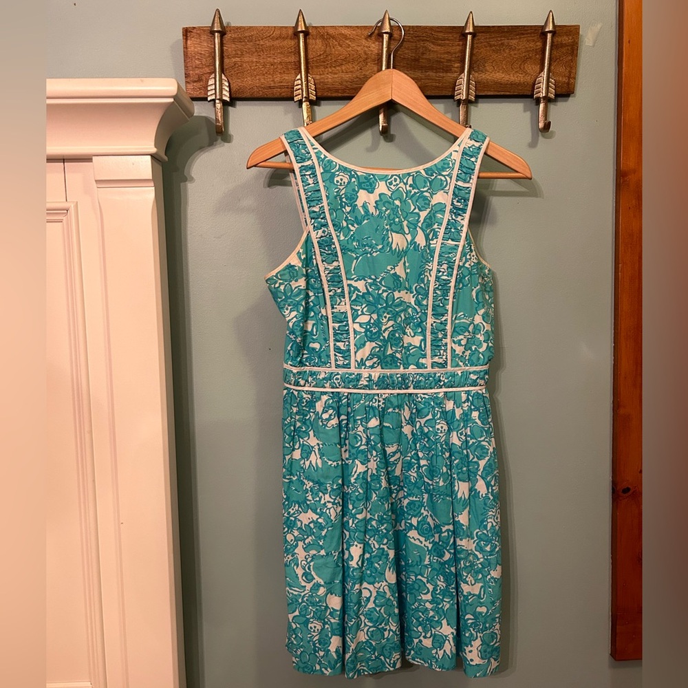 Lilly Pulitzer Teal and White Floral Dress